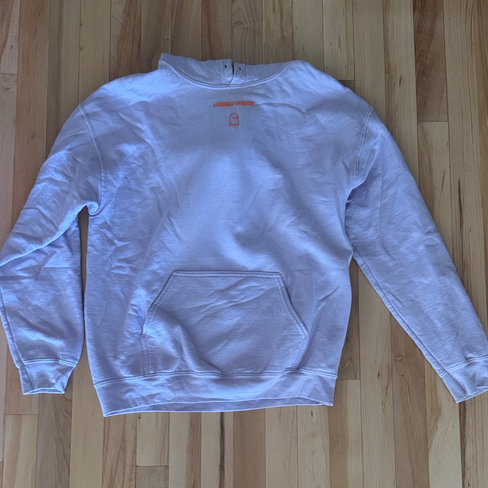 LONELY GHOST White Crewneck Sweater with Orange Detail